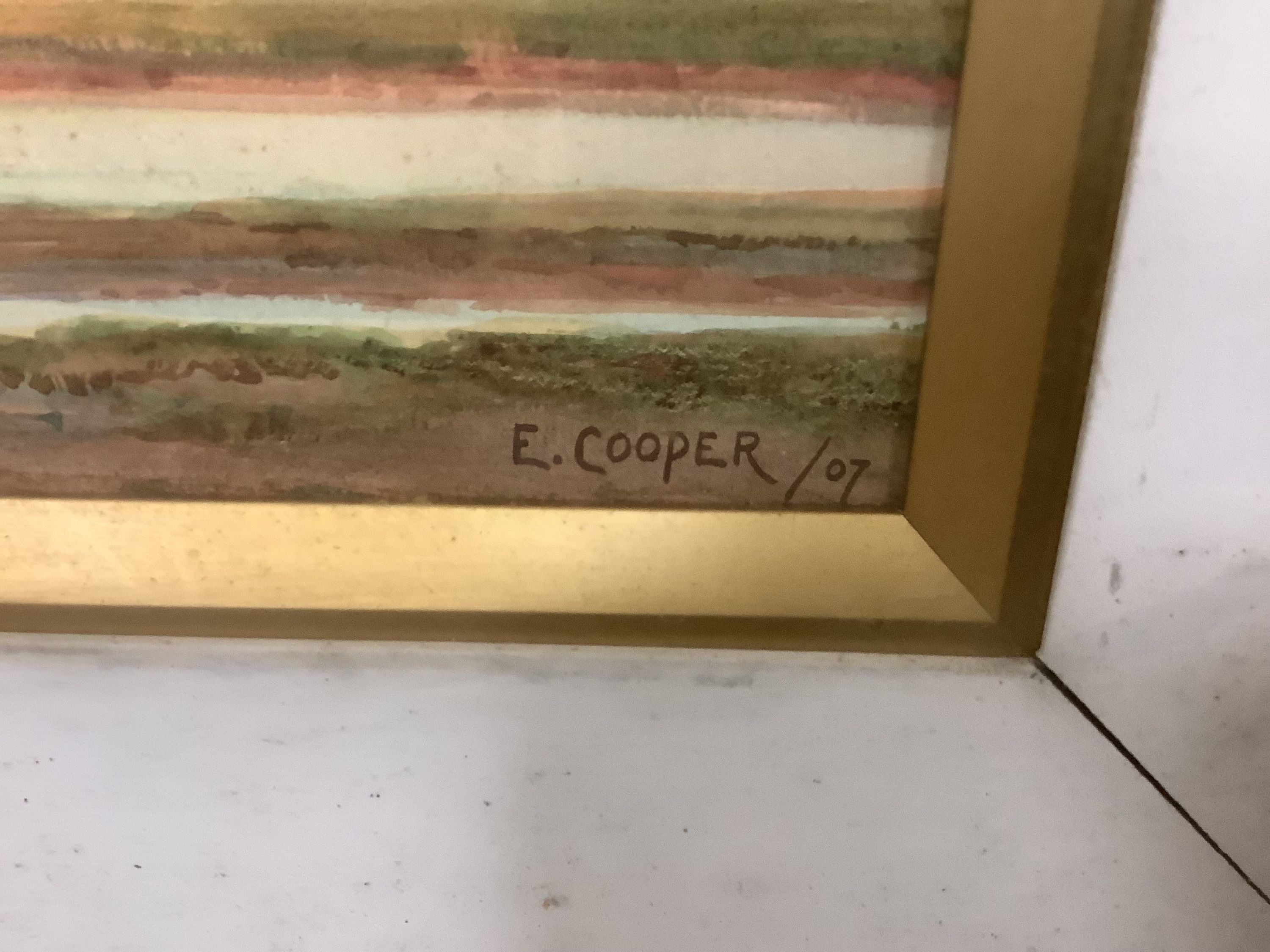 E. Cooper, set of four watercolours, A Sussex Village, Old Shoreham Bridge, September Evening, Ryde and A Sussex Village Evening, signed and dated 1909, 90 x 54cm
